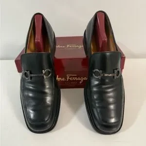 Salvatore Ferragamo Black Leather Slip-On Loafers 13 D Salvatore Ferragamo | Shoes | Salvatore Ferragamo Black  main image 3